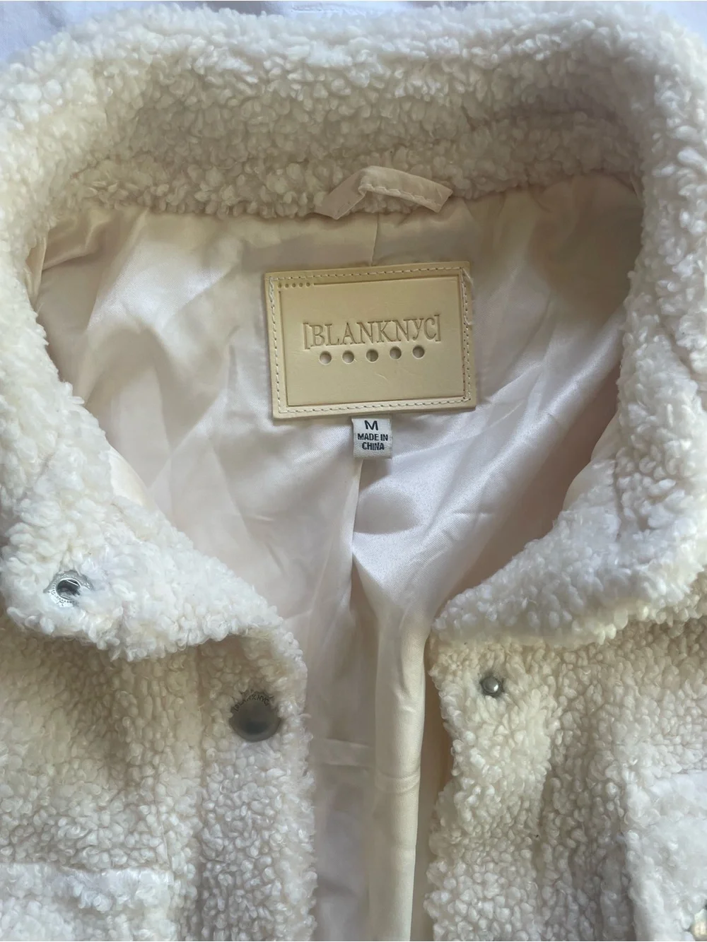 Blank NYC Cream Teddy Sherpa Shirt Jacket Size Medium - Picture 3 of 4